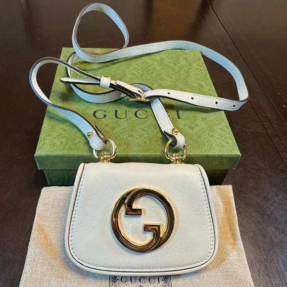 New Authentic Gucci Blondie GG Wallet On Chain Ivory Crossbody Bag - Picture 1 of 14